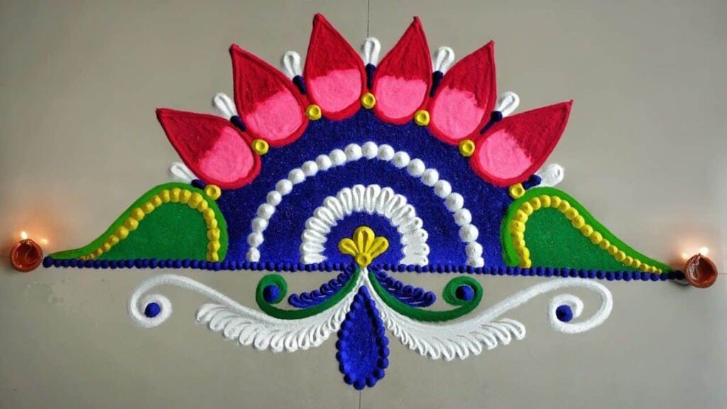 2. Super easy and innovative rangoli design